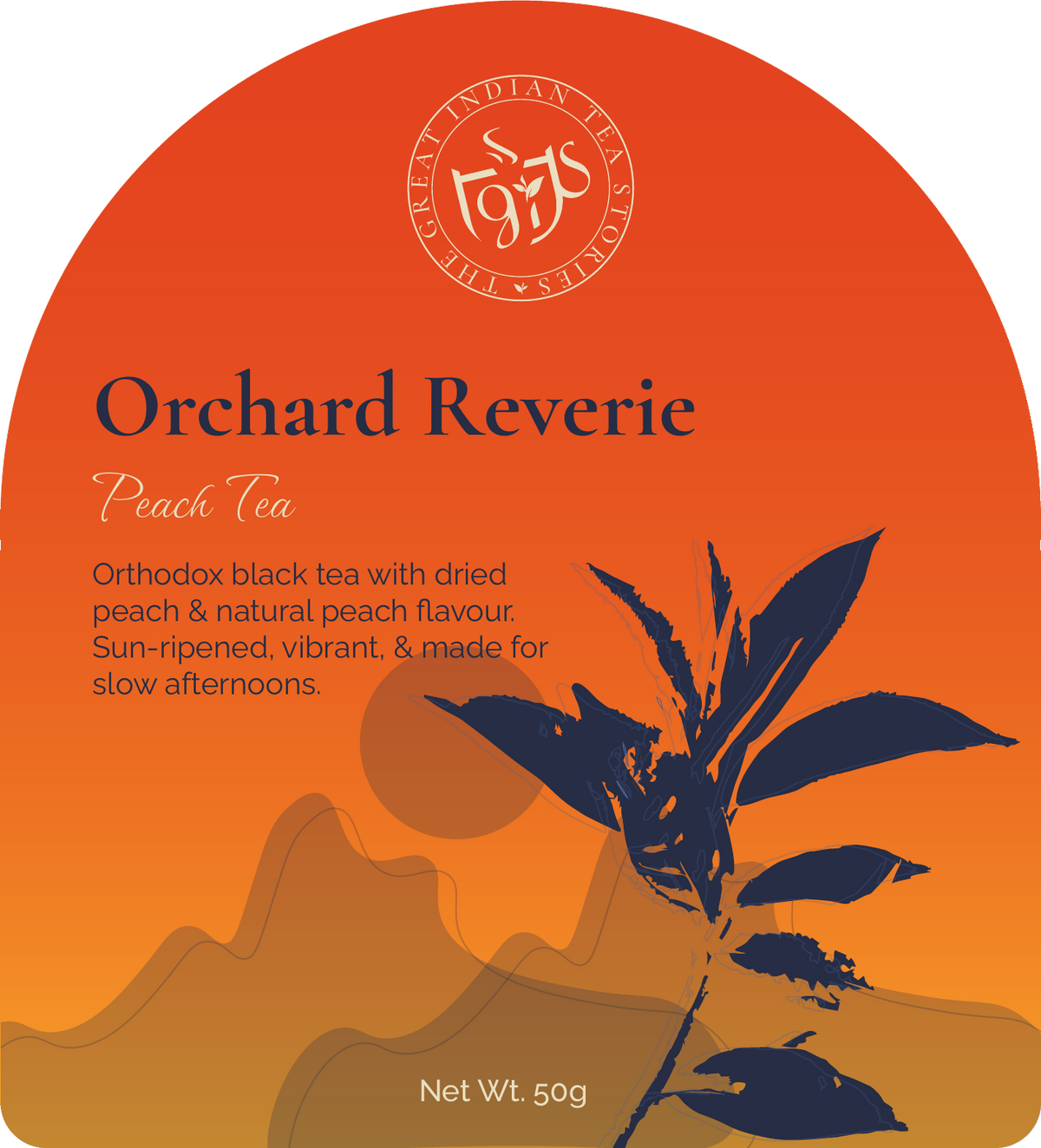 Front of Orchard Reverie Peach Tea pouch
